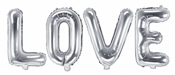 XXL Folienballon - LOVE Buchstaben, silber - 140cm x 35cm